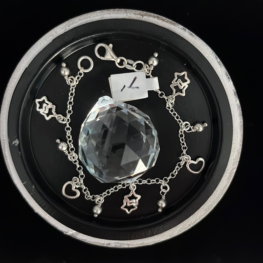 Beautiful Charm  Bracelet 925 Sterling Silver Made in Italy.
